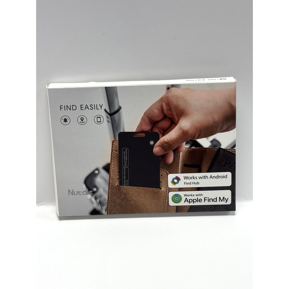 Nutele Wallet Tracker Card Works w/ Apple Find My & Android Find Hub Black
